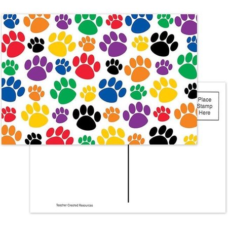 TEACHER CREATED RESOURCES Teacher Created Resources TCR4799-6 Colorful Paw Prints Postcard - Pack of 6 TCR4799-6
